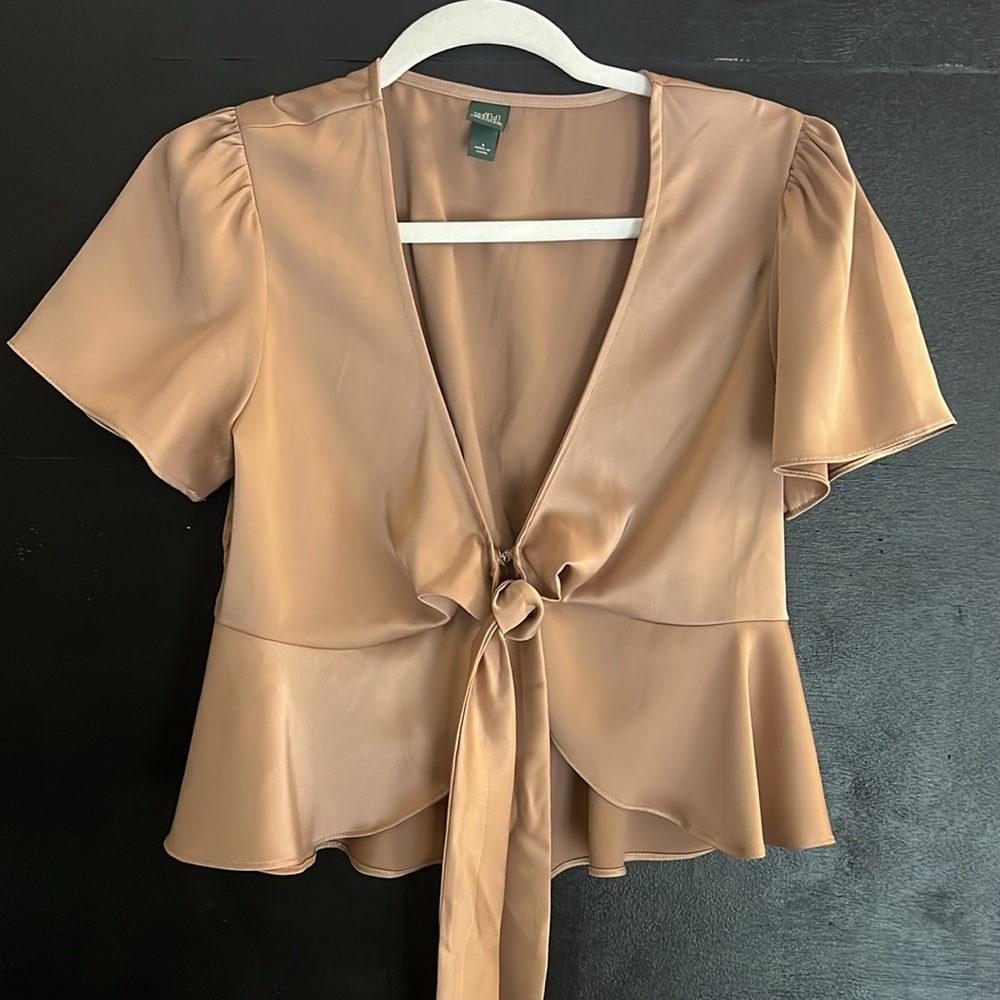 Wild fable SZ: S crop silky blouse brown / tan